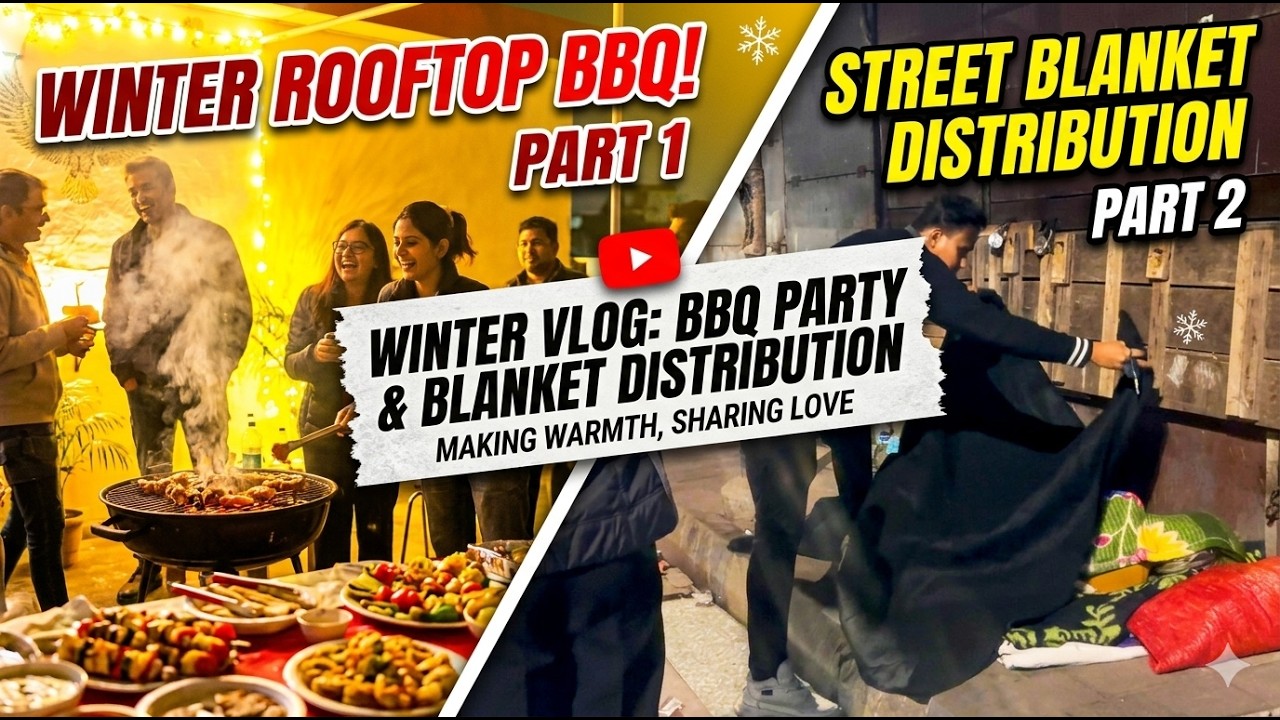 WINTER vlog TERRACE BARBECUE PARTY and BLANKET DISTRIBUTION