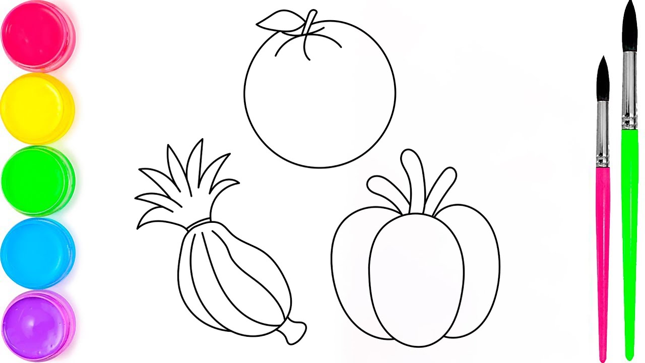 Tomato and Capsicum Coloring Page for Kids | Fun Vegetable Drawing and Coloring Video Activity