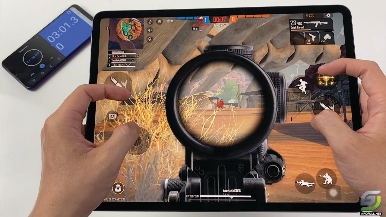 iPad Pro 2020 12.9 inch test game Free Fire