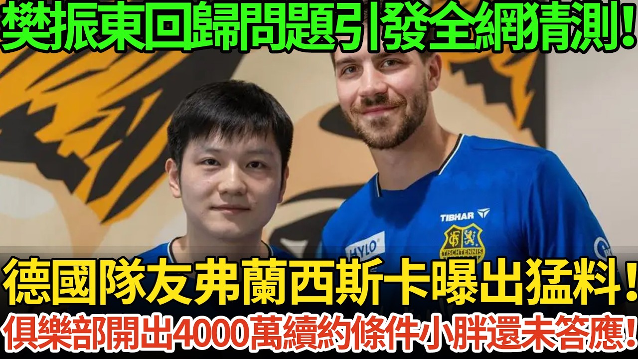 樊振東回歸問題引發全網猜測！德國隊友弗蘭西斯卡曝出猛料！俱樂部開出4000萬續約條件小胖還未答應！