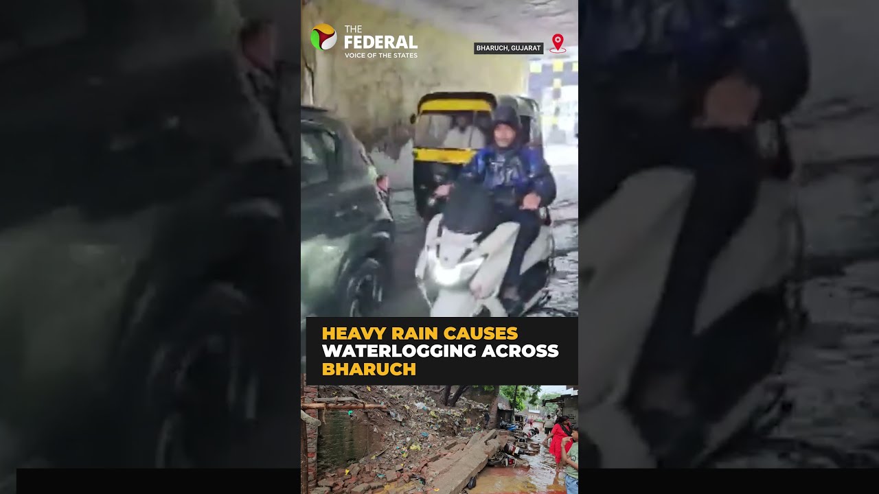 Heavy rain in Bharuch triggers waterlogging, wall collapse | #shorts