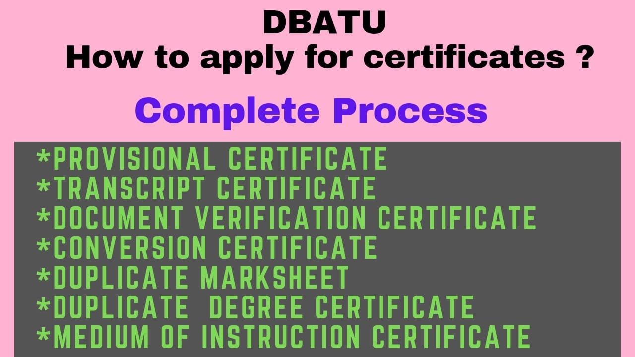 DBATU: How to Apply for Certificates? Complete Process & Documents.