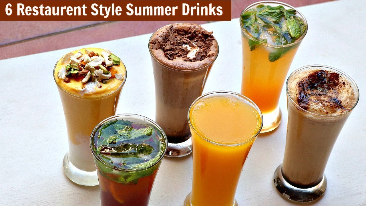 6 Restaurant Style Summer Drinks - Cold Coffee-Iced Tea - Chocolate Shake-Mango Frooti-Mango Mastani