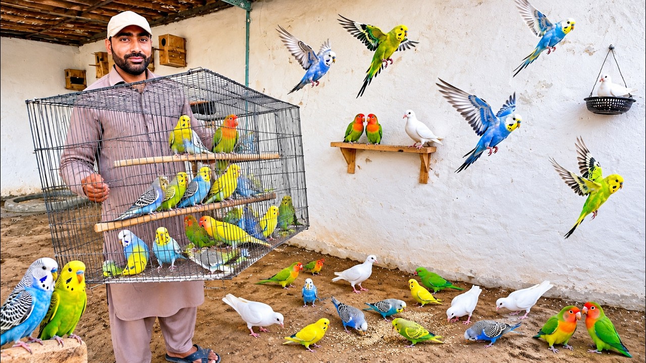 Budgies Parrots Aviary Main Azad Chor Dia 🥰 Biggest Aviary 😱  🥰 Bht Sary New Birds Ly Aiye