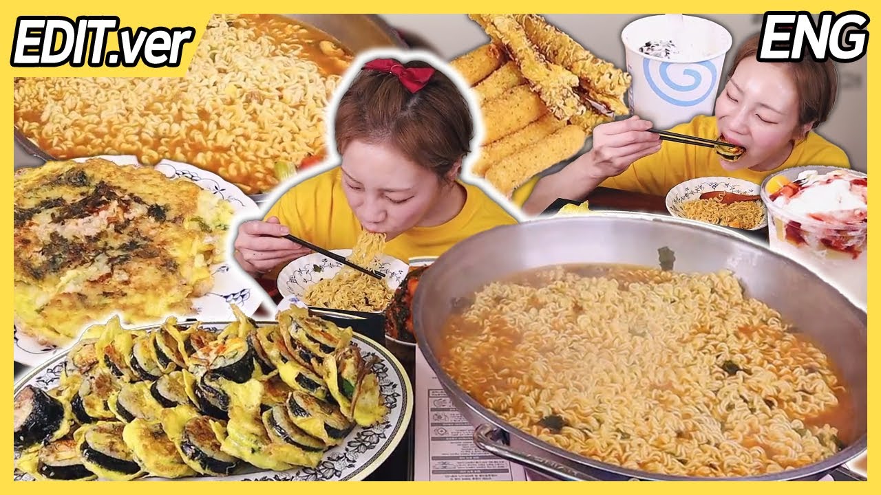 소풍 갔다 온 다음날 엄마가 해주던 김밥 전 & 라면🍜후식은 롯데리아 빙수와 치즈스틱! 250617/Mukbang, eating show