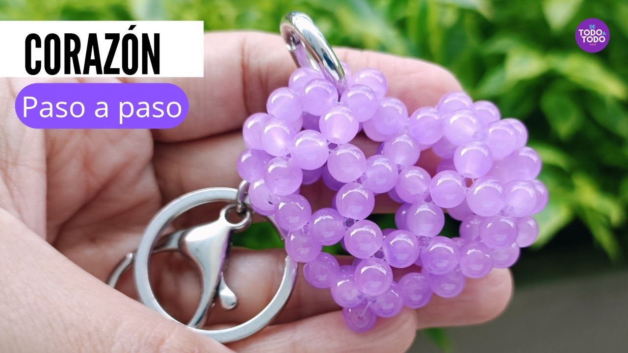 CORAZÓN de CUENTAS en 3D 💜How to make a heart keychain? 🌹Idea para el día de la MADRE
