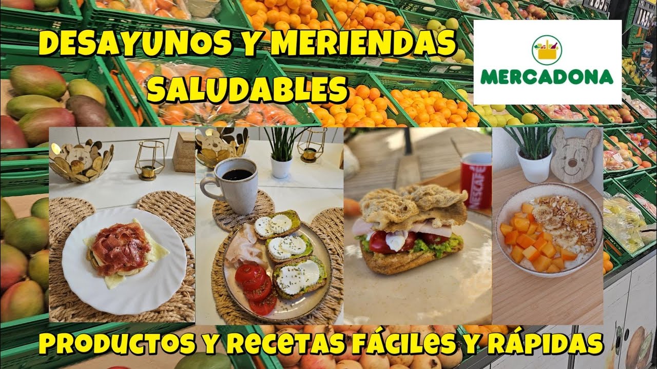 DESAYUNOS y MERIENDAS SALUDABLES MERCADONA🛒Productos y recetas🔝IDEAS perder peso y grasa fácil💪🏽😋