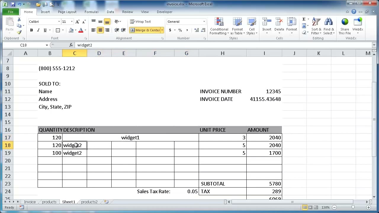 Create an Invoice in Excel 2010 720p