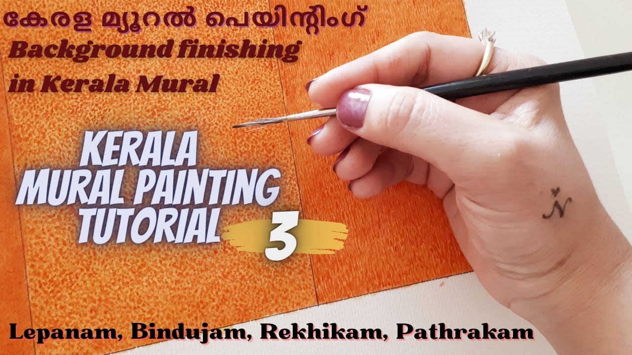 Background finishing in Kerala mural | Lepanam, Bindujam, Rekhikam, Pathrakam | Tutorial