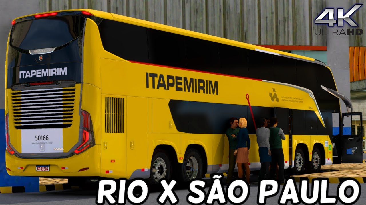4k - VIAGEM COM NOVA ITAPEMIRIM | RIO X SÃO PAULO (MARCOPOLO G8 SCANIA K440) - MAPA RBR ETS2