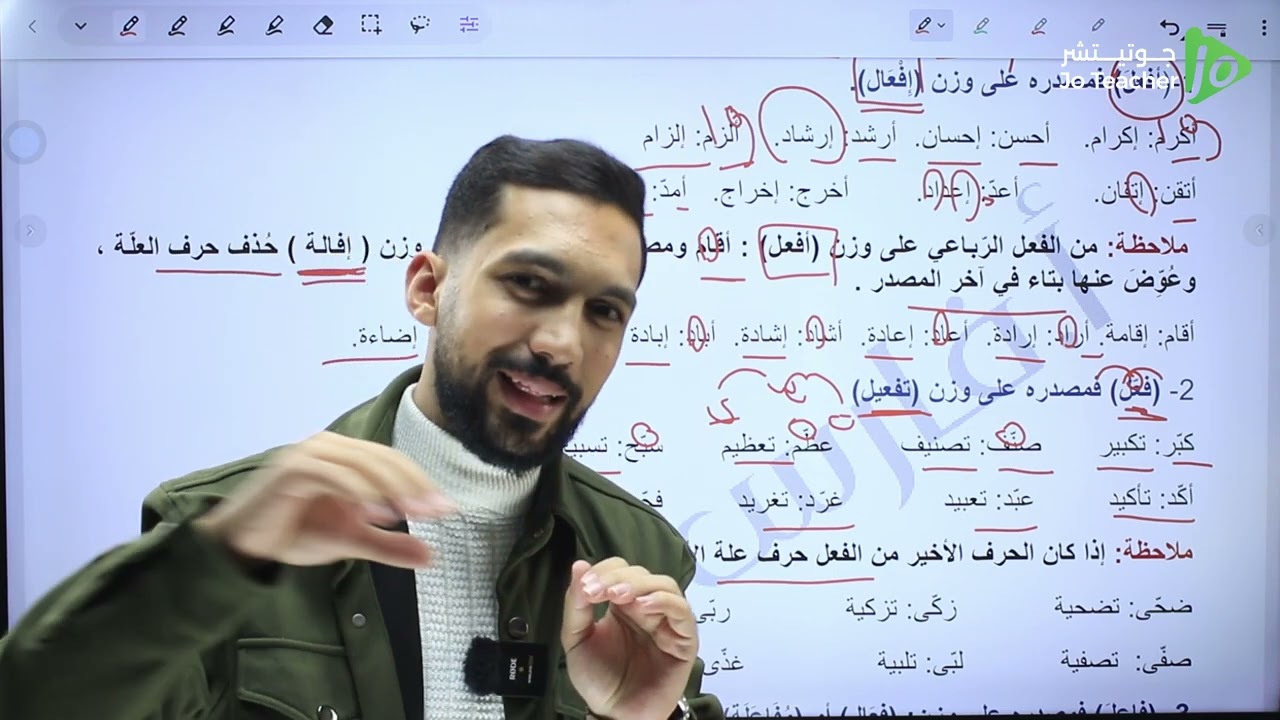 مصادر الافعال غير الثلاثية  الصف العاشر - الأستاذ فارس التلاوي