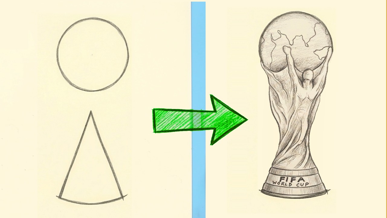 How to Draw FIFA World Cup Trophy Step by Step | World Cup Drawing Easy