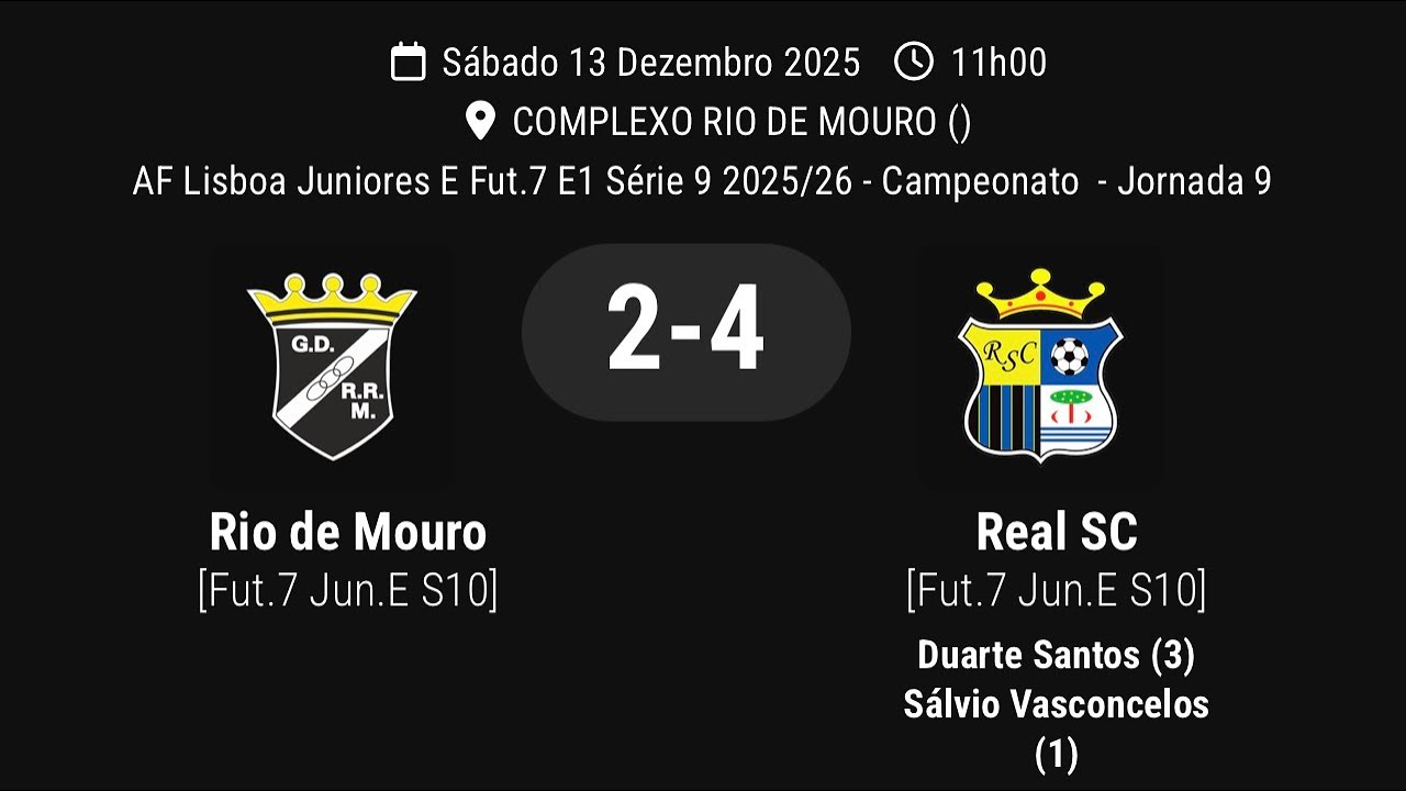 Rio de mouro 2 - 4 Real massamá sub.10