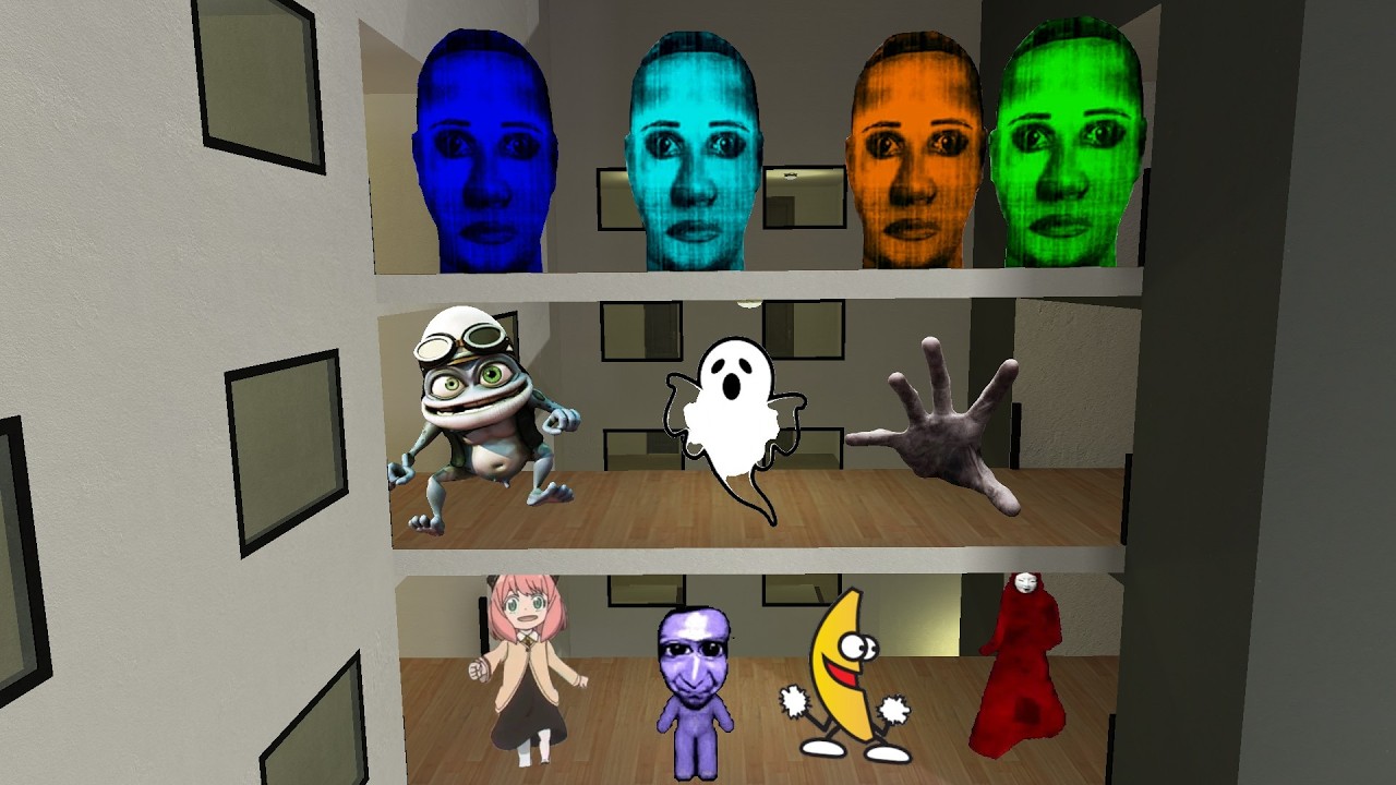 4 Face Nextbots Took Over This Building… Every Floor Was a Trap 😱 (Gmod)