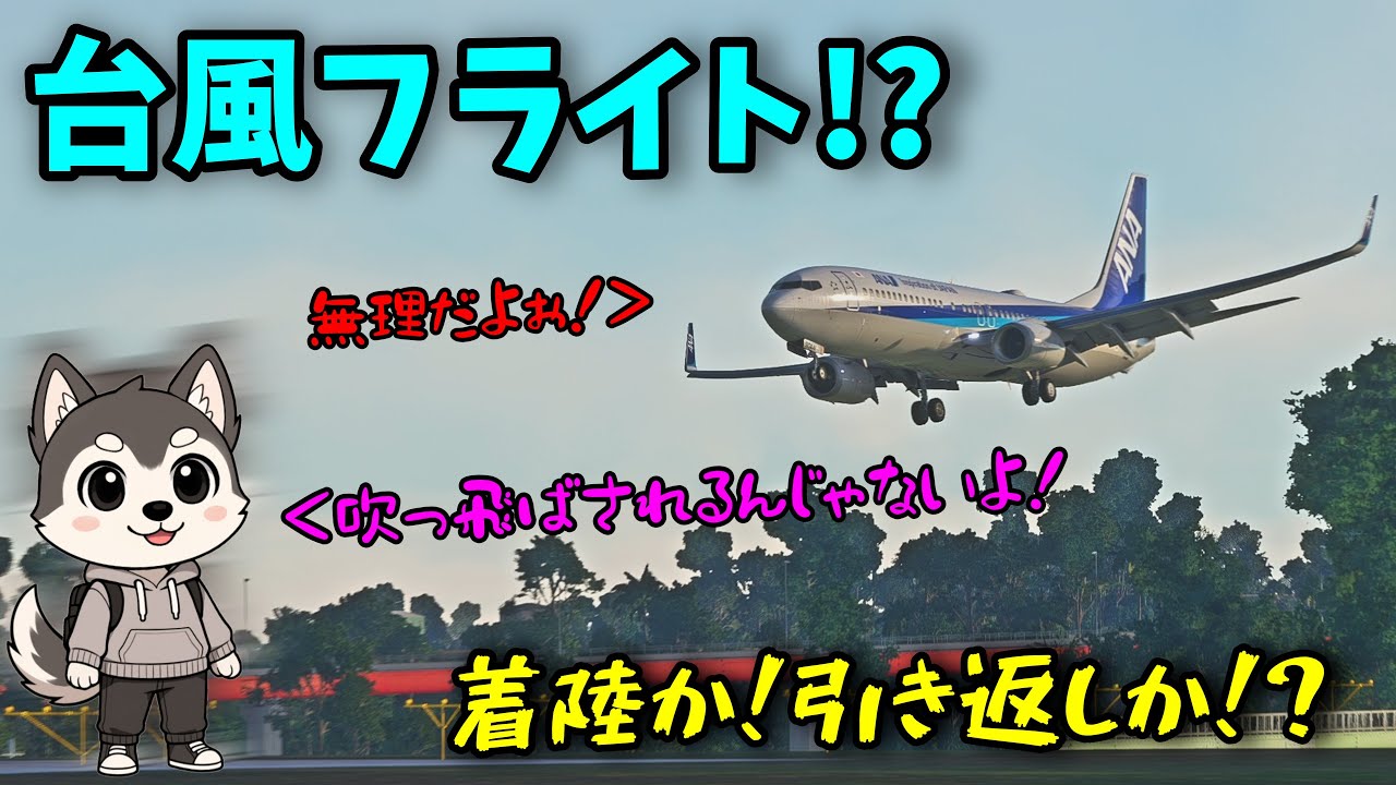 着陸か!? 引き返しか... 台風と雷で大荒れの南の島へ！
