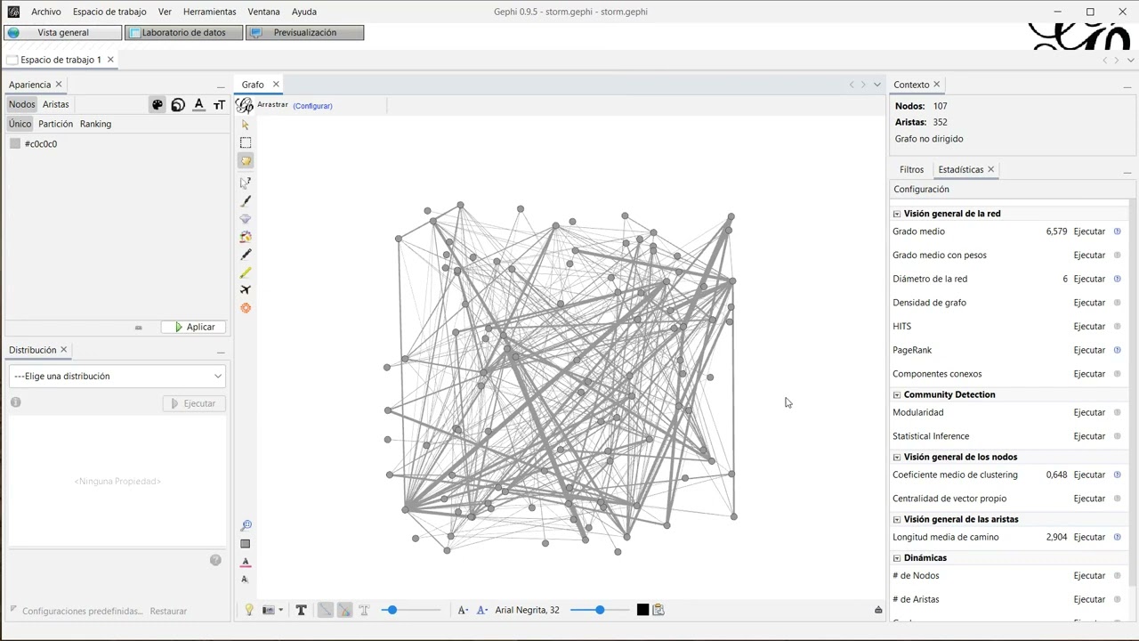 Gephi: proceso de análisis de una red | 1/8 | UPV