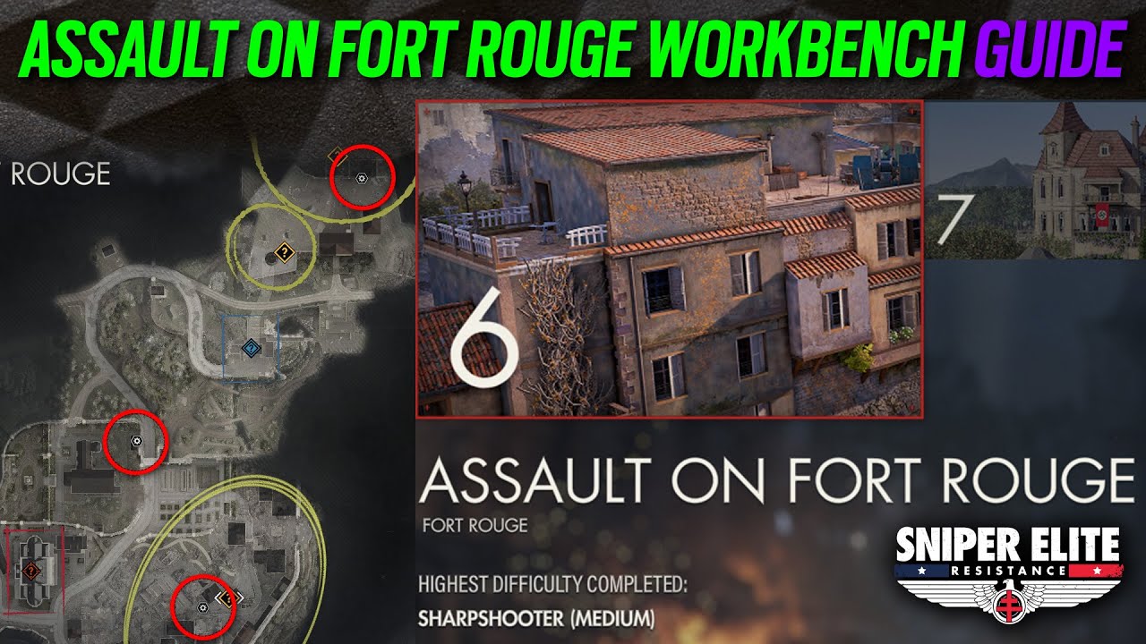 Assault on Fort Rouge Workbench Locations - Sniper Elite Resistance - Mission 6