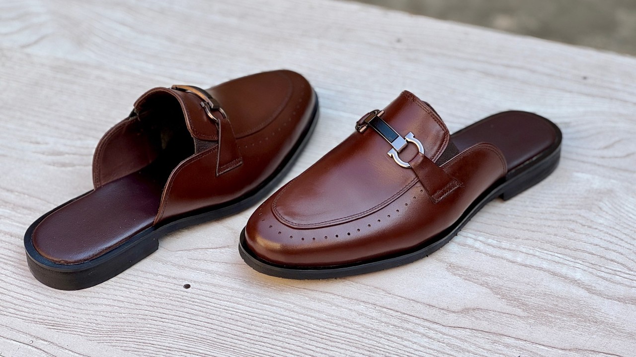 Handmade Leather Mule Loafers | Crafting Elegant Slip-On Shoes from Scratch