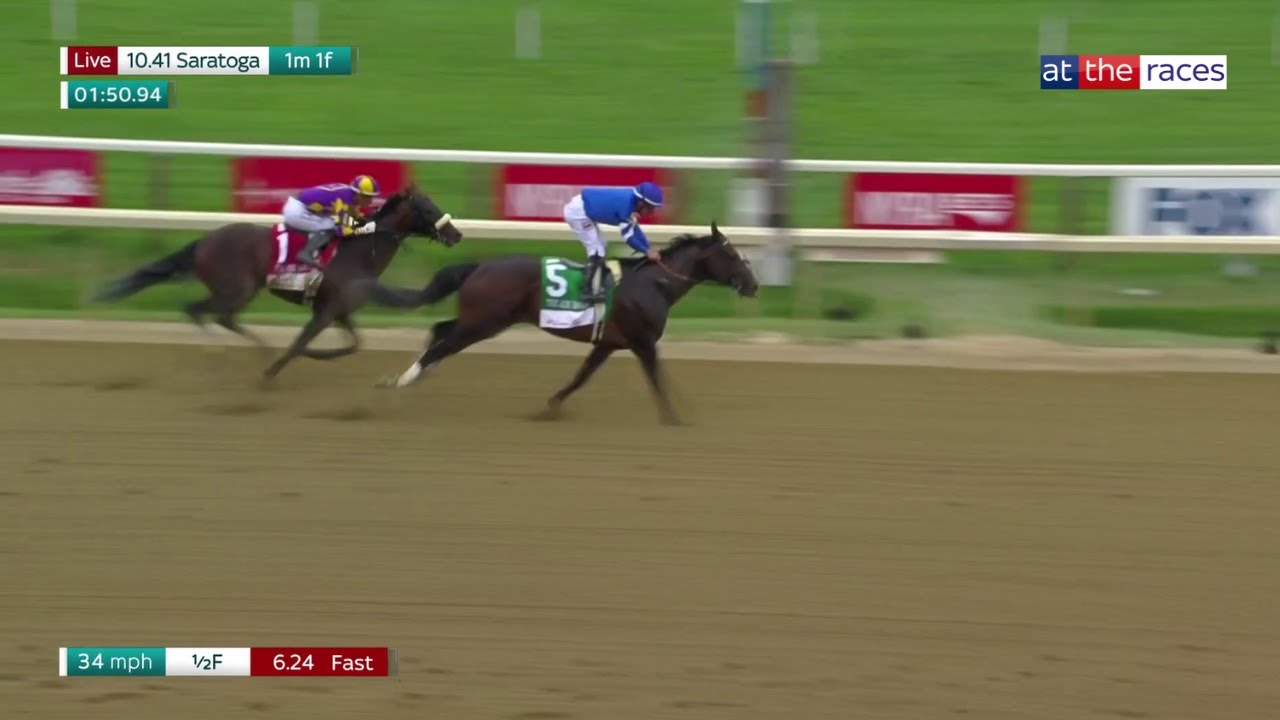 Суперзвезда SOVEREIGNTY снова лидирует в Саратоге на турнире Jim Dandy Stakes!