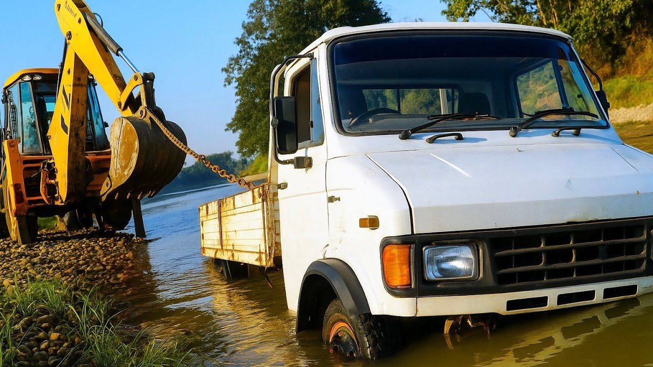 TATA Loaded Truck of Straw Stuck Pushing By 4x4 JCB 3dx Plus Eco Expert 4wd