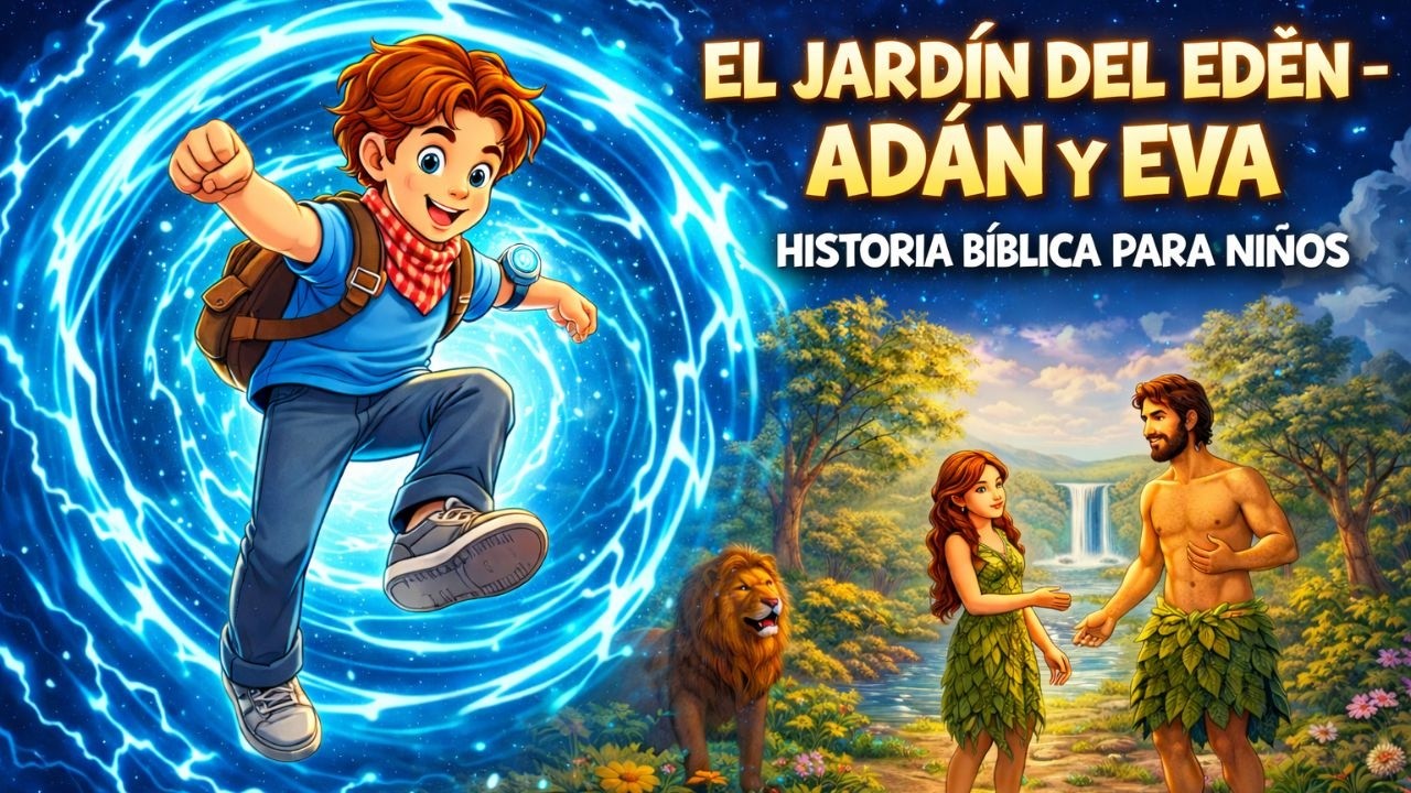 El Jardín del Edén – Adán y Eva | Historia de la Biblia para Niños | Lucas Viaje en el Tiempo