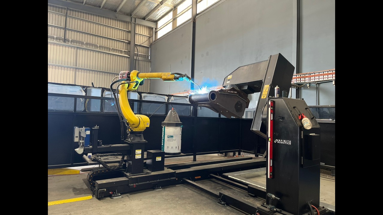 Robotic Welding Cycle | FANUC Robot on Track with 2-Axis Positioner (Real Production)