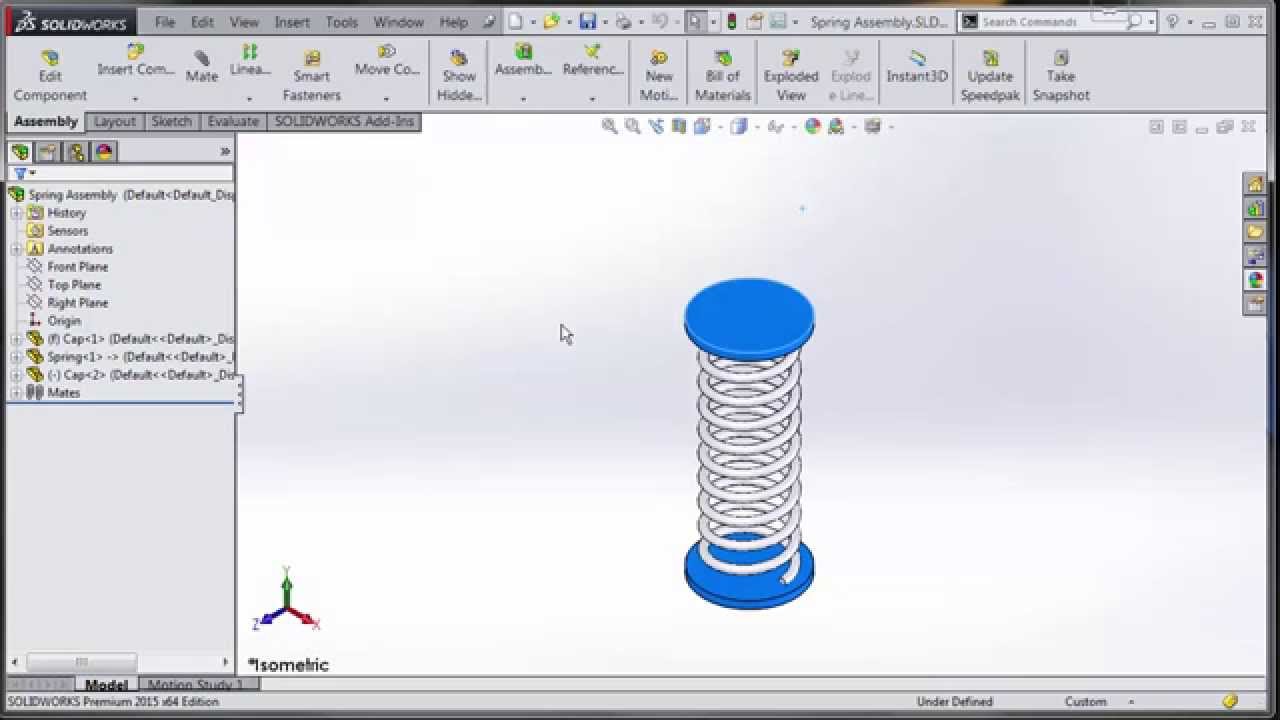Как анимировать пружину в SOLIDWORKS Motion