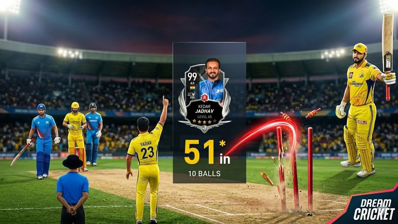 Kedar Yadav Score Fastest Fifty on Dream League Match Awesome Batting TipsIn Dream Cricket 🏏