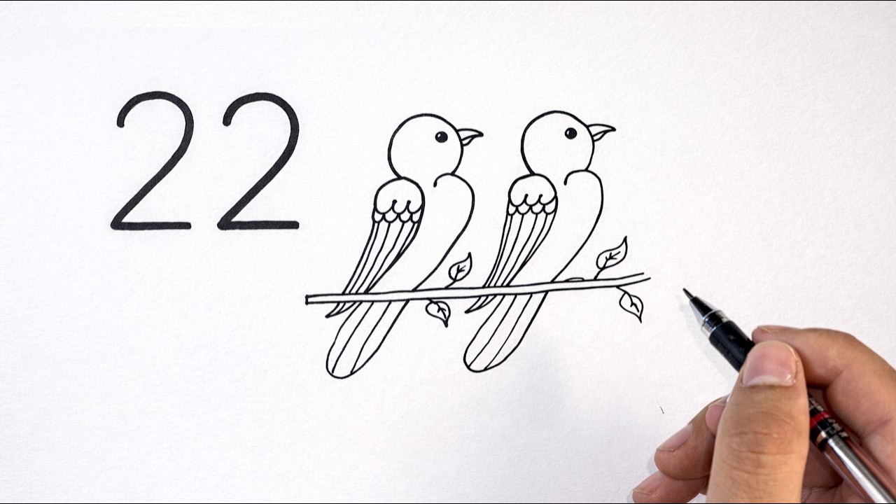 Number 22 Turns into Birds |  Easy Drawing Trick