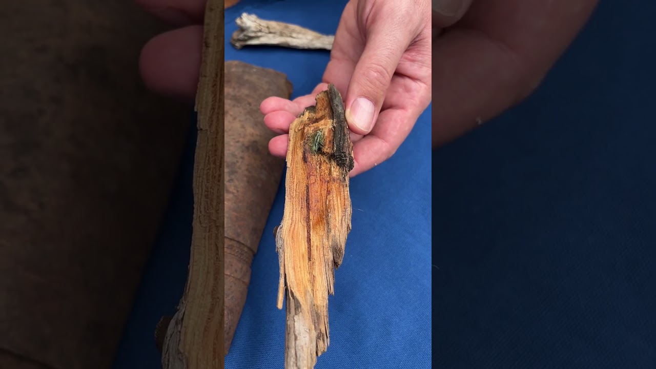 Madera con una metralla de la Segunda Guerra Mundial