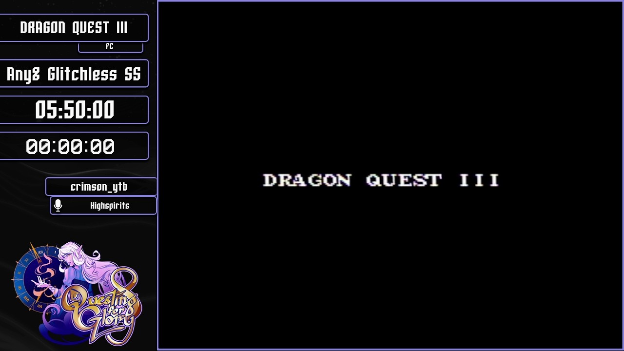 Dragon Quest III Any% Glitchless SS by crimson_ytb - Questing for Glory 8
