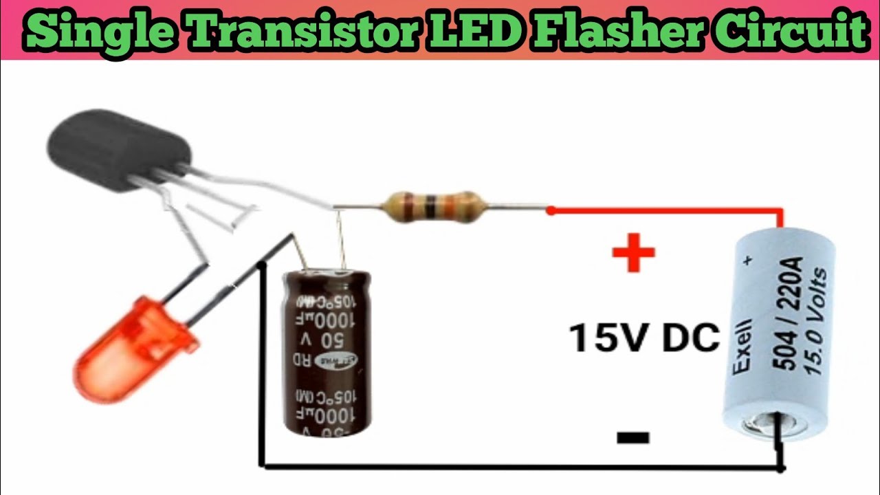 SINGLE TRANSISTOR LED FLASHER CIRCUIT !