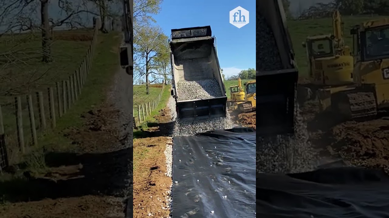 Dump Truck Spreads Gravel  #Shorts #DumpTruck #Construction #Landscaping