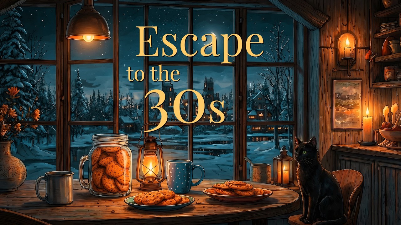 Cozy Night With A Cat | 1930s oldies playing✨