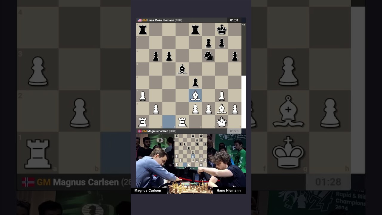 Carlsen versus Niemann, Blitz champ 2024 game 1 full video