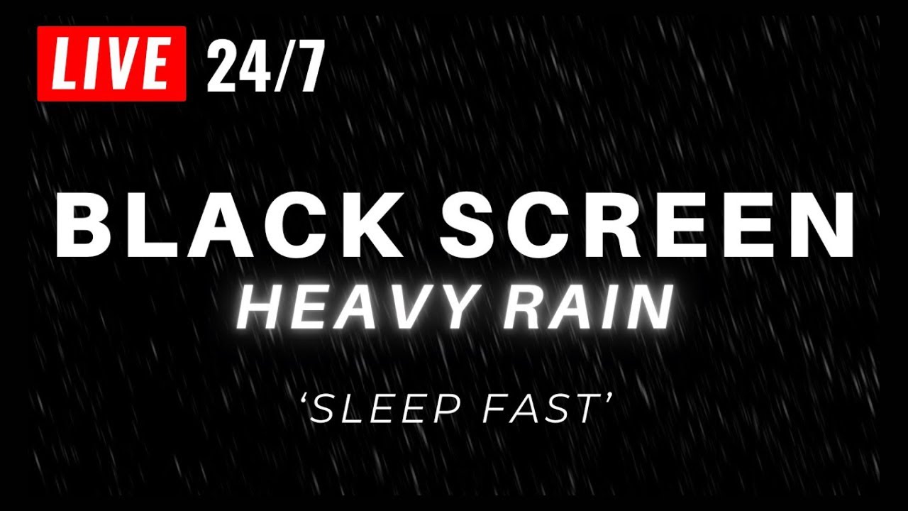 🔴 Heavy Rain and Thunder Sounds for Sleeping - Black Screen | Thunderstorm Sleep Sounds, Live Stream