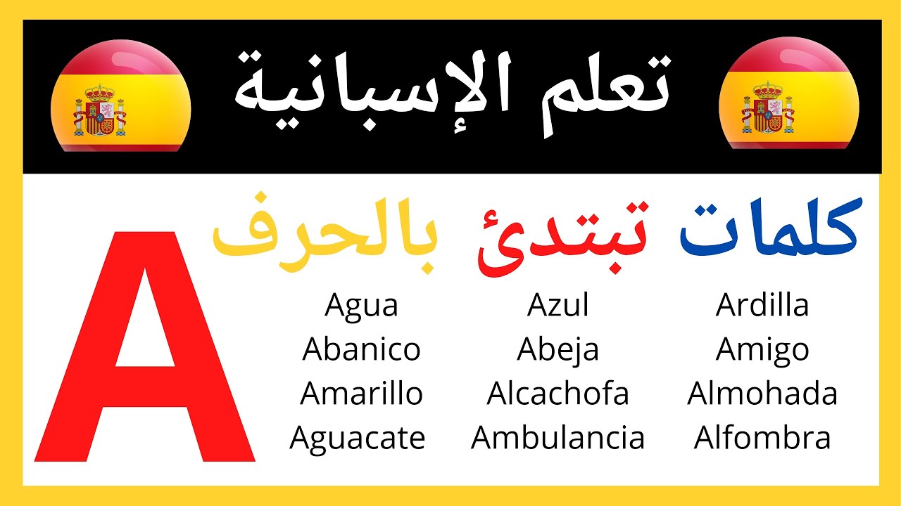 تقوية الرصيد اللغوي و المفردات في اللغة الإسبانية- 30 كلمة تبتدئ بالحرف A #تعلم_اللغة_الاسبانية