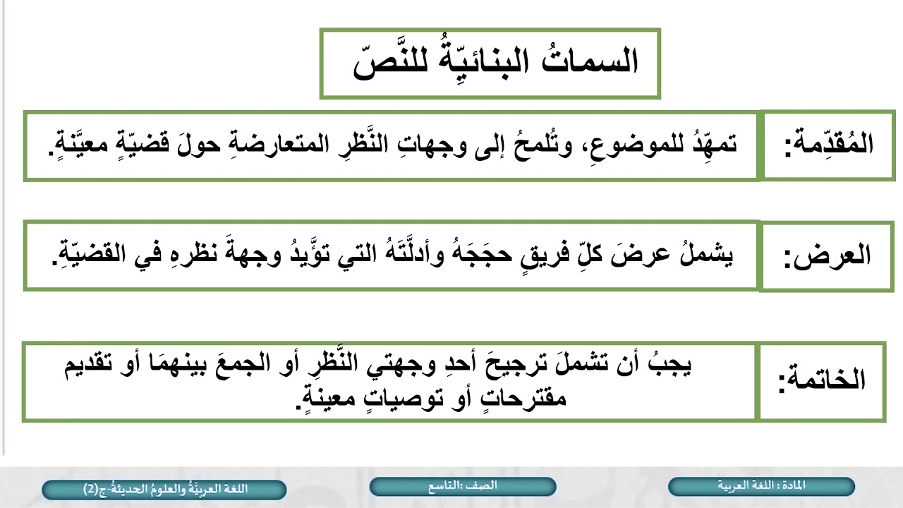 الصف التاسع  اللغة العربية  قراءة  اللغة العربية والعلوم الحديثة ج2
