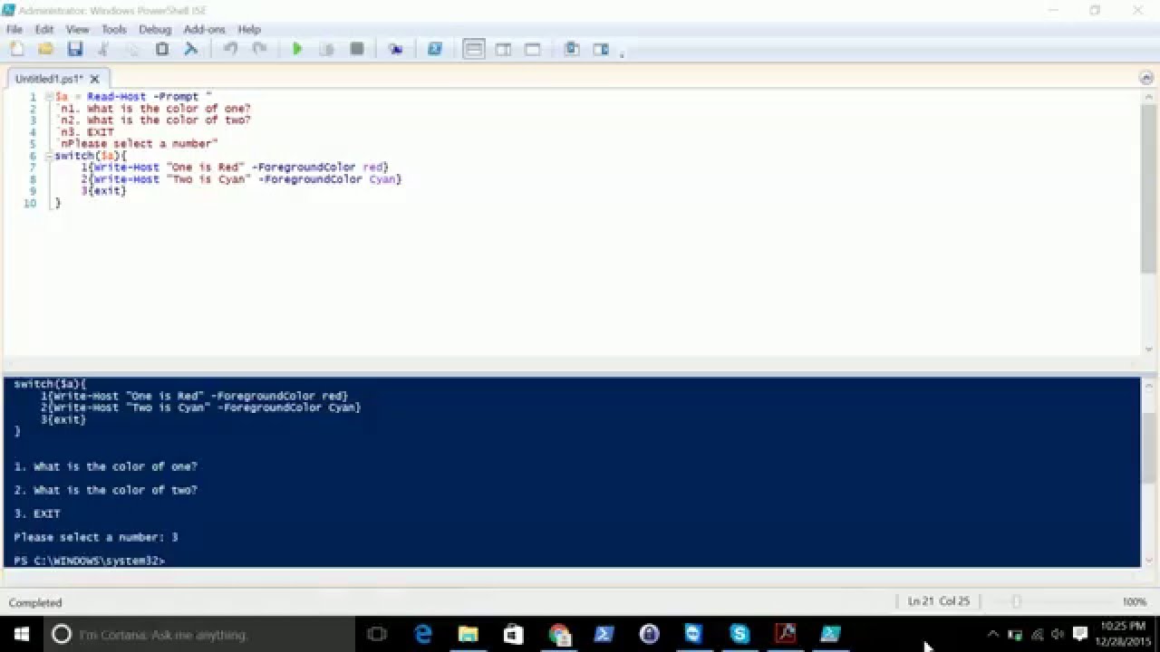 Powershell Menu Creation
