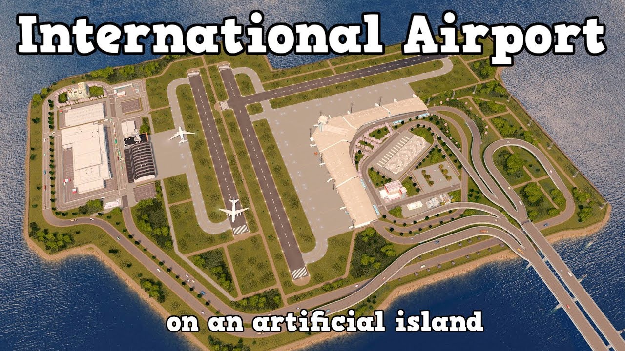 International Airport on an artificial Island in Cities: Skylines