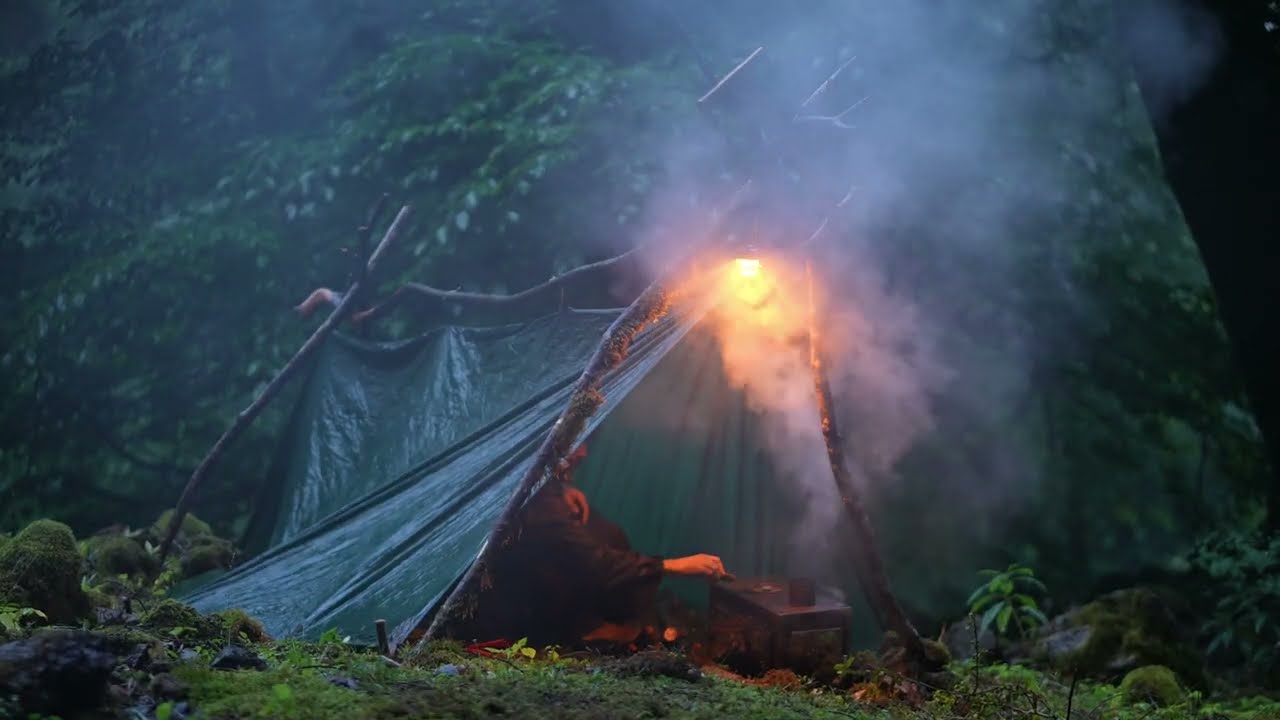 Rainstorm Camping: Relaxing Asmr Experience In Heavy Rain