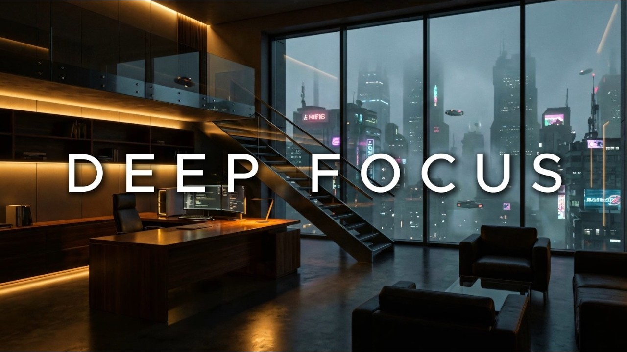 Foggy City Skyline & Cozy Office Ambience 🌧️ Lofi Mix for Studying and Coding