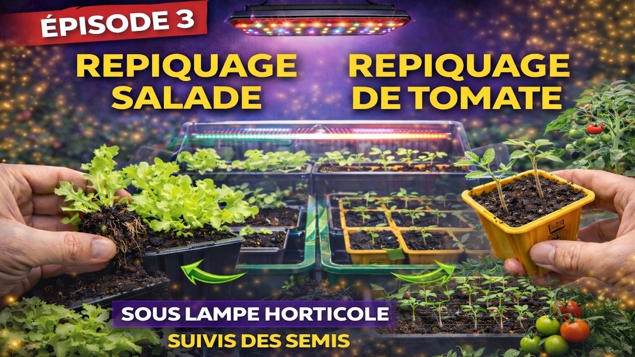 🔥 REPIQUAGE SALADE & TOMATE 🌱 Sous Lampe Horticole | Suivi des Semis #3