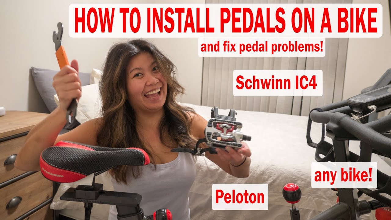 How to install pedals on a spin bike and fix pedal problems - Schwinn IC4, Peloton or any bike!