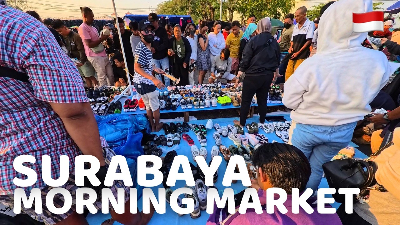 The Most Vibrant Pasar Pagi Tugu Pahlawan | Surabaya Indonesia 4K Walking Tour