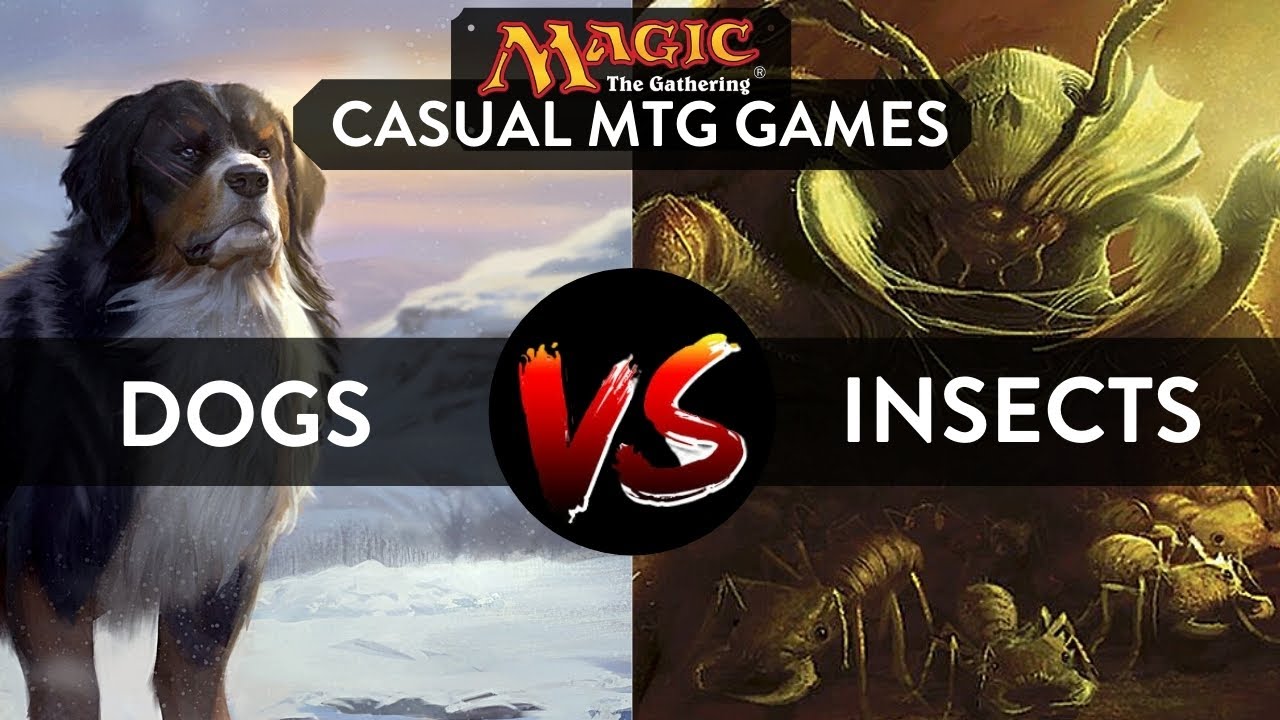 Casual MTG Gameplay: Dog tribal deck vs Mono Green Insect deck