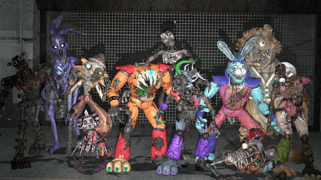 All FNAF Security Breach Ruin Animatronics Chased in the Mall Parking | Garry's Mod