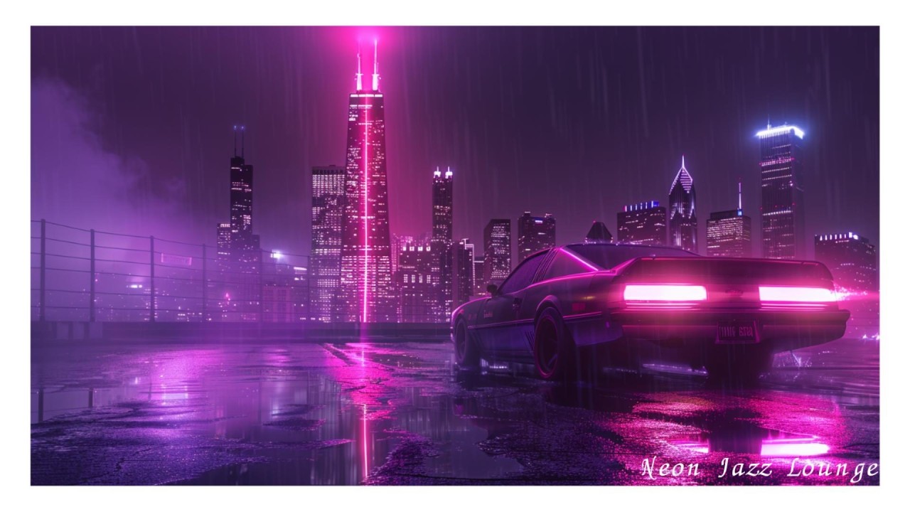 Chicago Skyline Jazz House Mix | Rain Night Drive | for Deep Work