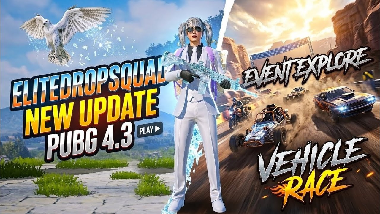 First Match in new update 4.3 version Event explore and Racing check points #pubgmobile 