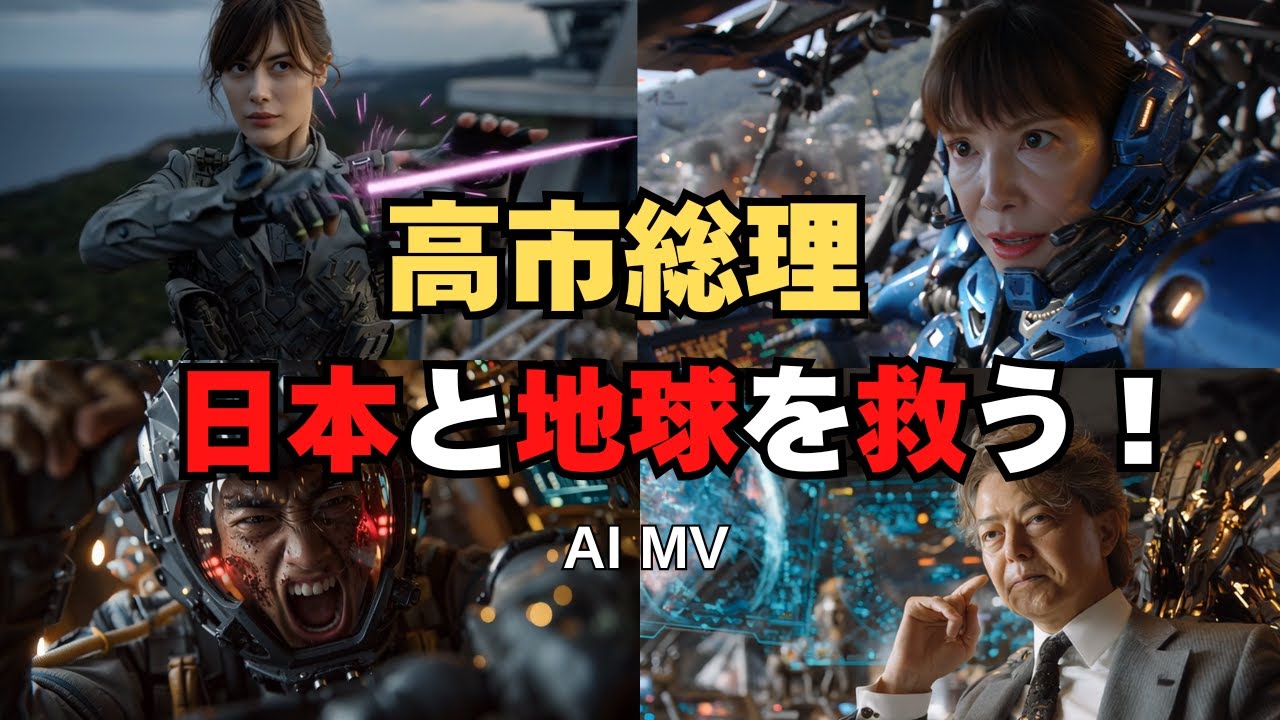 高市総理がロボットに乗り地球を救う様子をAiでMVにしてみました。